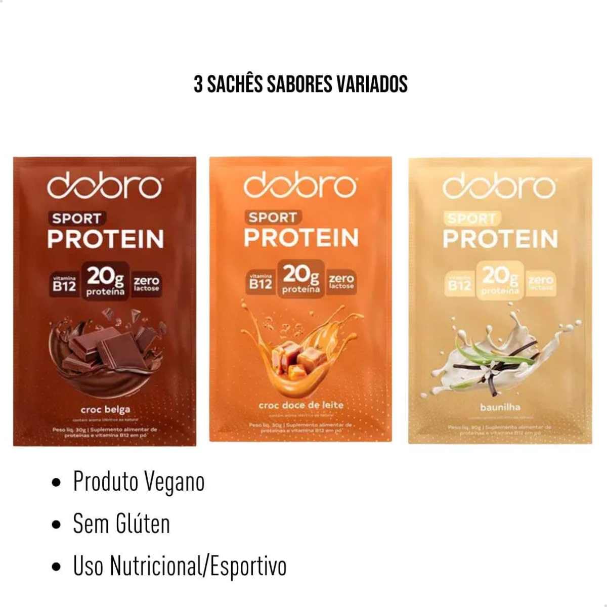 Combo 3 Saches Dobro Sport Protein, Suplemento Proteico 20g